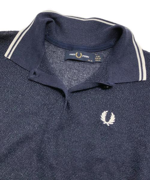 FRED PERRY（フレッドペリー）FRED PERRY (フレッドペリー) シアーニットポロシャツ ネイビー サイズ:36の古着・服飾アイテム