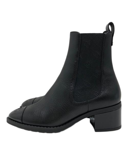 CHANEL（シャネル）CHANEL (シャネル) ココマークサイドゴアショートブーツ ブラック サイズ:36の古着・服飾アイテム