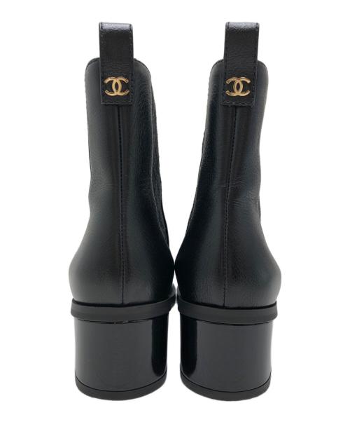 CHANEL（シャネル）CHANEL (シャネル) ココマークサイドゴアショートブーツ ブラック サイズ:36の古着・服飾アイテム