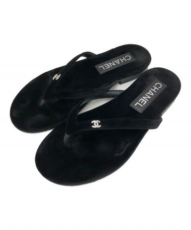 中古・古着通販】CHANEL (シャネル) ココマークサンダル ブラック