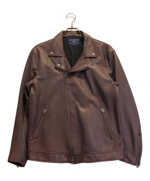 NICOLE CLUB（ニコル クラブ）NICOLE CLUB (ニコル クラブ) ラムレザーダブルライダースジャケット ボルドー サイズ:50の古着・服飾アイテム