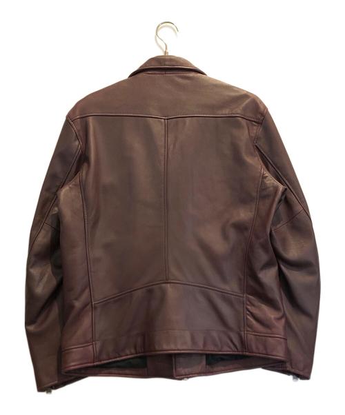 NICOLE CLUB（ニコル クラブ）NICOLE CLUB (ニコル クラブ) ラムレザーダブルライダースジャケット ボルドー サイズ:50の古着・服飾アイテム