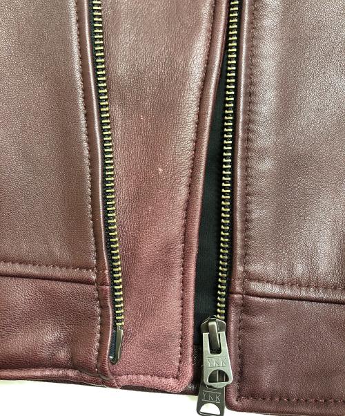 NICOLE CLUB（ニコル クラブ）NICOLE CLUB (ニコル クラブ) ラムレザーダブルライダースジャケット ボルドー サイズ:50の古着・服飾アイテム