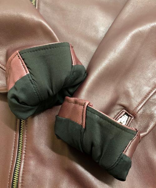 NICOLE CLUB（ニコル クラブ）NICOLE CLUB (ニコル クラブ) ラムレザーダブルライダースジャケット ボルドー サイズ:50の古着・服飾アイテム