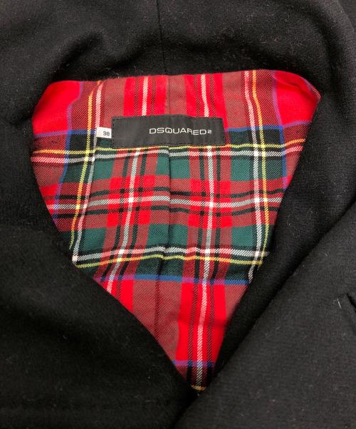 DSQUARED2（ディースクエアード）DSQUARED2 (ディースクエアード) 裏地チェックコート ブラック サイズ:38の古着・服飾アイテム