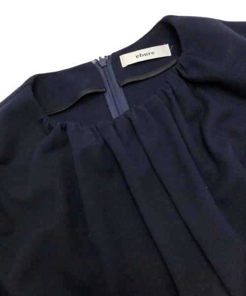 ebure（エブール）ebure (エブール) ウールジャージーバルーンスリーブ ギャザーロングワンピース ネイビー サイズ:36の古着・服飾アイテム