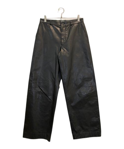 GIORGIO ARMANI（ジョルジョアルマーニ）GIORGIO ARMANI (ジョルジョアルマーニ) ラムレザーワイドパンツ ブラック サイズ:48の古着・服飾アイテム