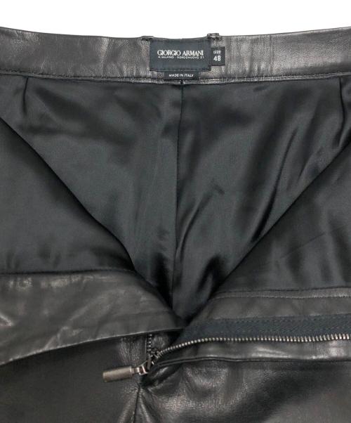 GIORGIO ARMANI（ジョルジョアルマーニ）GIORGIO ARMANI (ジョルジョアルマーニ) ラムレザーワイドパンツ ブラック サイズ:48の古着・服飾アイテム