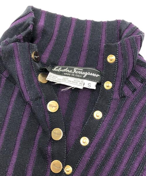 Salvatore Ferragamo（サルヴァトーレ フェラガモ）Salvatore Ferragamo (サルヴァトーレ フェラガモ) 装飾ニット パープル サイズ:Sの古着・服飾アイテム