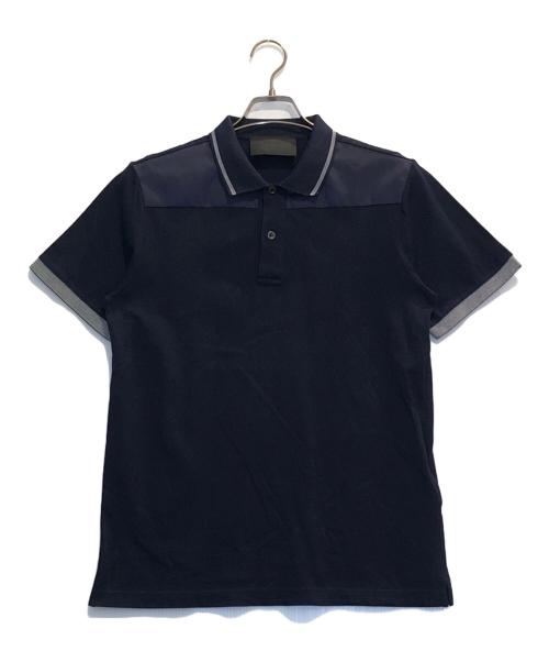 PRADA（プラダ）PRADA (プラダ) 異素材切替ポロシャツ ネイビー サイズ:Sの古着・服飾アイテム