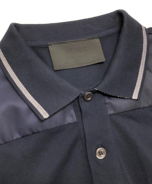 PRADA（プラダ）PRADA (プラダ) 異素材切替ポロシャツ ネイビー サイズ:Sの古着・服飾アイテム