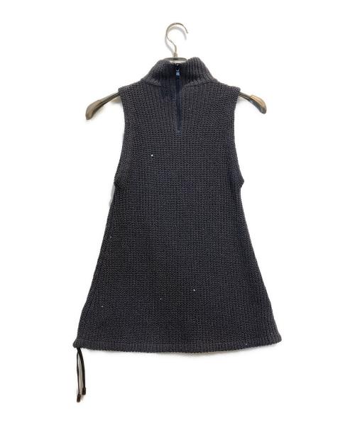 BRUNELLO CUCINELLI（ブルネロクチネリ）BRUNELLO CUCINELLI (ブルネロクチネリ) スパンコールノースリーブニット グレー サイズ:Sの古着・服飾アイテム