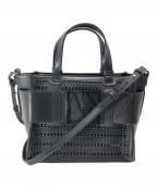 ARMANI EXCHANGEアルマーニ エクスチェンジ）の古着「BOXロゴバックル ミニハンドバッグ」｜ブラック