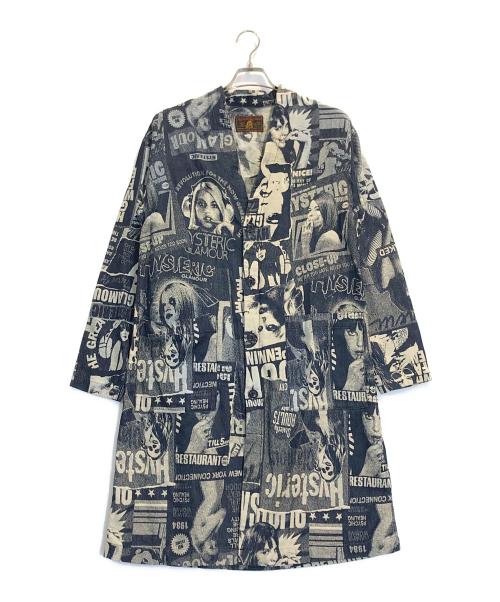 Hysteric Glamour（ヒステリックグラマー）Hysteric Glamour (ヒステリックグラマー) ジャガードデニムノーカラーコート ネイビー サイズ:Freeの古着・服飾アイテム