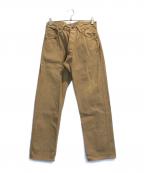 YAMANEヤマネ）の古着「カモメペイントデニムパンツ」｜ブラウン