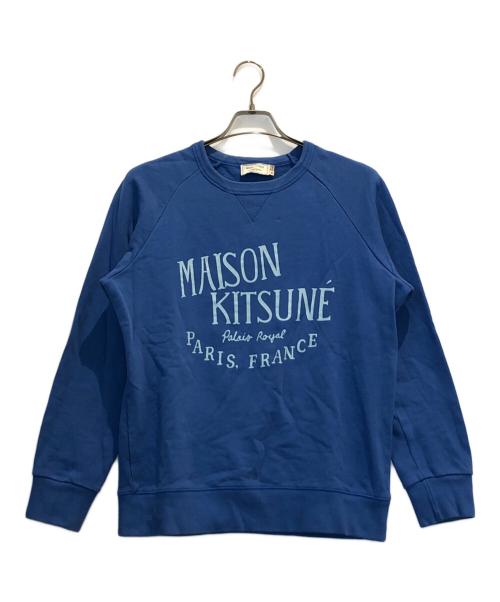 maison kitsune（メゾンキツネ）MAISON KITSUNE (メゾンキツネ) ロゴプリントスウェット ブルー サイズ:Mの古着・服飾アイテム