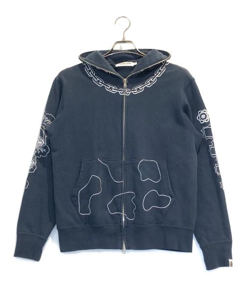 A BATHING APE（ア ベイシング エイプ）A BATHING APE (ア ベイシング エイプ) ホルスタインパーカー ネイビー サイズ:Sの古着・服飾アイテム
