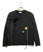 PRADAプラダ）の古着「フラワーアップリケニット」｜ブラック