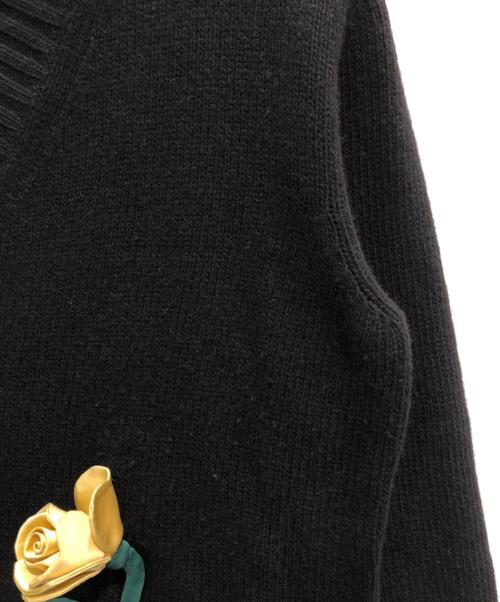 PRADA（プラダ）PRADA (プラダ) フラワーアップリケニット ブラック サイズ:40の古着・服飾アイテム