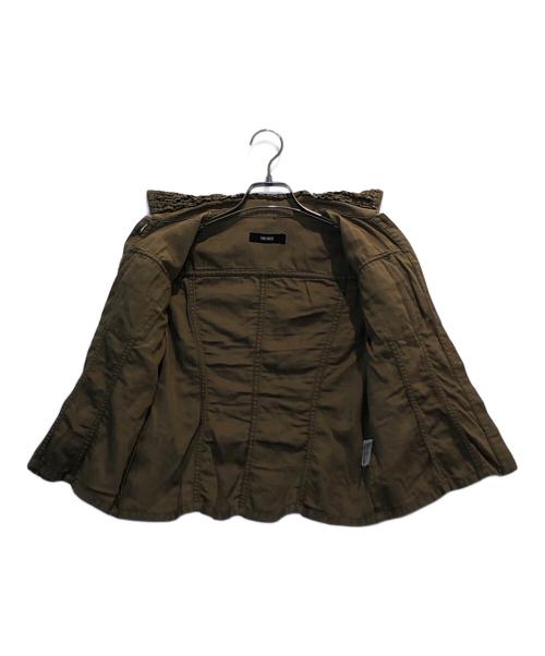 PINK HOUSE（ピンクハウス）PINK HOUSE (ピンクハウス) リネン混襟フリルジャケット カーキ サイズ:Mの古着・服飾アイテム