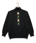 Y's for menワイズフォーメン）の古着「アーガイルタートルネックニット」｜ブラック