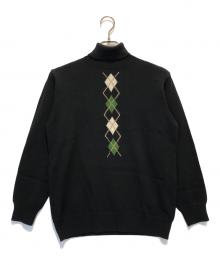 Y's for men（ワイズフォーメン）の古着「アーガイルタートルネックニット」｜ブラック