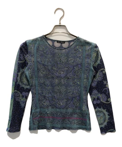 ISSEY MIYAKE（イッセイミヤケ）ISSEY MIYAKE (イッセイミヤケ) 総柄切替パワーネット ブルー サイズ:Lの古着・服飾アイテム