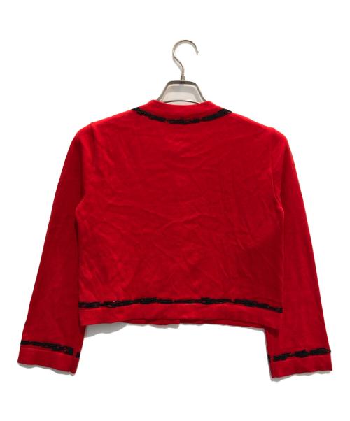 MOSCHINO COUTURE!（モスキーノ）MOSCHINO COUTURE! (モスキーノ) ビースカシミヤ混ニットカーディガン レッド サイズ:表記なしの古着・服飾アイテム