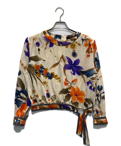LEONARD FASHION（レオナールファッション）LEONARD FASHION (レオナールファッション) 総柄ウールシルクカットソー アイボリー サイズ:Mの古着・服飾アイテム