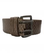 BRUNELLO CUCINELLIブルネロクチネリ）の古着「パイソンレザーベルト」｜ベージュ