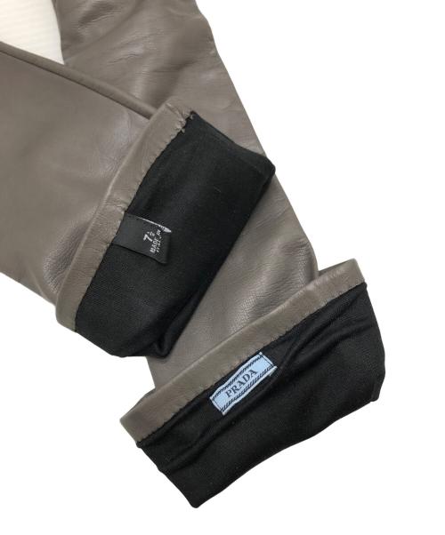 PRADA（プラダ）PRADA (プラダ) レザーグローブ グレー サイズ:7 1/2の古着・服飾アイテム