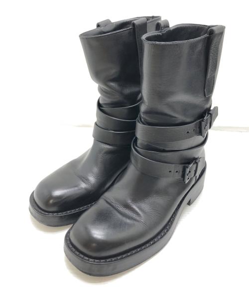ANN DEMEULEMEESTER（アンドゥムルメステール）ANN DEMEULEMEESTER (アンドゥムルメステール) バイカーブーツ ブラック サイズ:サイズ37(23.5~24.0CM)の古着・服飾アイテム