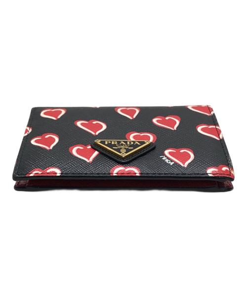 PRADA（プラダ）PRADA (プラダ) ハートモチーフ2つ折り財布 ブラック サイズ:表記なしの古着・服飾アイテム