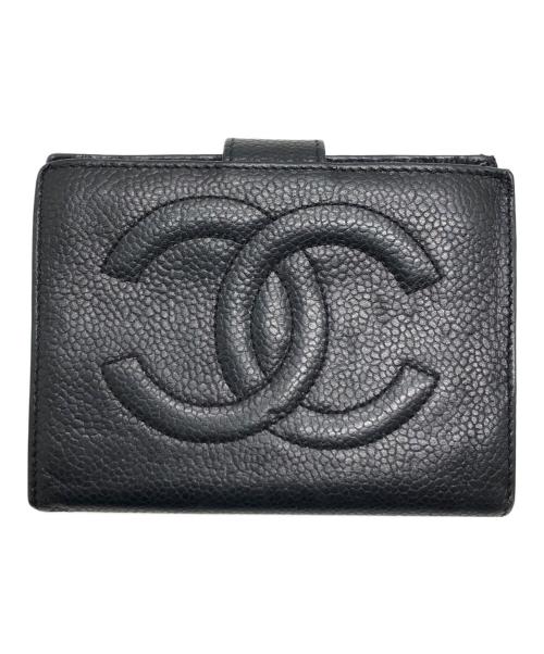 CHANEL（シャネル）CHANEL (シャネル) ココマーク2つ折り財布 ブラック サイズ:表記なしの古着・服飾アイテム