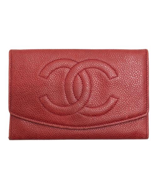 CHANEL（シャネル）CHANEL (シャネル) ココマーク2つ折り財布 レッド サイズ:表記なしの古着・服飾アイテム