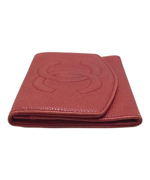 CHANEL（シャネル）CHANEL (シャネル) ココマーク2つ折り財布 レッド サイズ:表記なしの古着・服飾アイテム