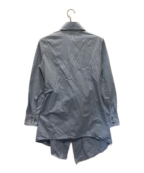 Vivienne Westwood man（ヴィヴィアン ウェストウッド マン）Vivienne Westwood man (ヴィヴィアン ウェストウッド マン) 変形ギンガムチェックシャツ ブルー サイズ:44の古着・服飾アイテム