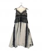 FRAY IDフレイ アイディー）の古着「レーストリムフレアドレス」｜ホワイト×ブラック