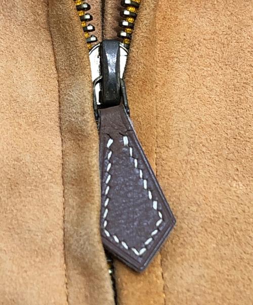 HERMES（エルメス）HERMES (エルメス) シルク切替レザーベスト オレンジ サイズ:38の古着・服飾アイテム