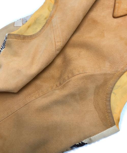 HERMES（エルメス）HERMES (エルメス) シルク切替レザーベスト オレンジ サイズ:38の古着・服飾アイテム