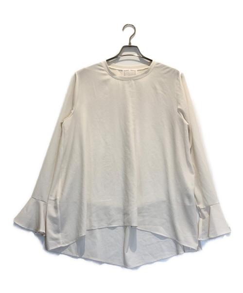 BEARDSLEY（ビアズリー）BEARDSLEY (ビアズリー) フリルカフス後ろドレープTブラウス ホワイト サイズ:Freeの古着・服飾アイテム