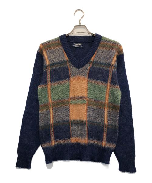 PURITAN（ピューリタン）PURITAN (ピューリタン) Vネックニット ブルー サイズ:Mの古着・服飾アイテム