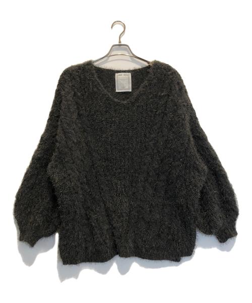 BEARDSLEY（ビアズリー）BEARDSLEY (ビアズリー) フェザーヤーンケーブルニット ブラック サイズ:Fの古着・服飾アイテム