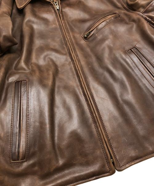 Aero LEATHER（エアロレザー）Aero LEATHER (エアロレザー) ハーフベルテッドジャケット ブラウン サイズ:36の古着・服飾アイテム
