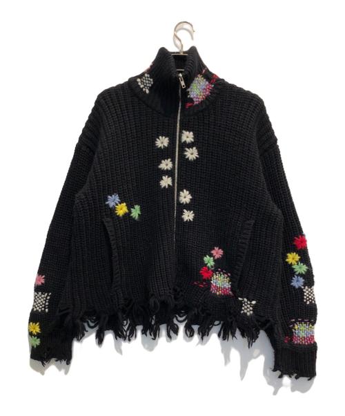 doublet（ダブレット）doublet (ダブレット) DARNING CUT OFF DRIVERS KNITWEAR ブラック サイズ:Sの古着・服飾アイテム