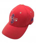 stussyステューシー）の古着「90sロゴ刺繍キャップ」｜レッド