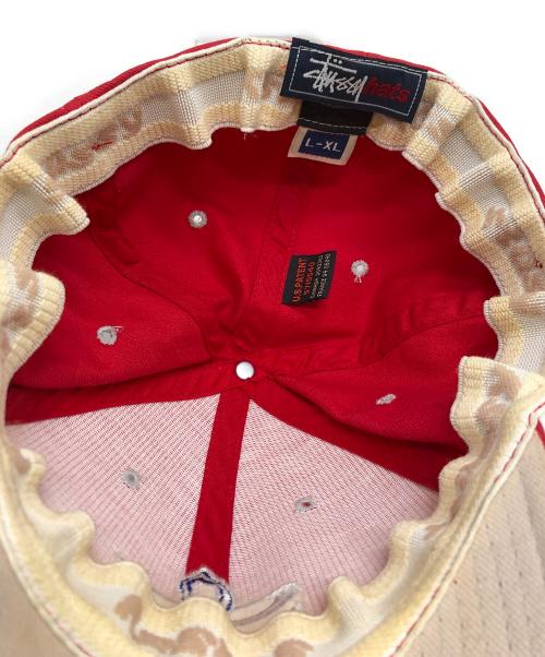 stussy（ステューシー）stussy (ステューシー) 90sロゴ刺繍キャップ レッド サイズ:L-XLの古着・服飾アイテム