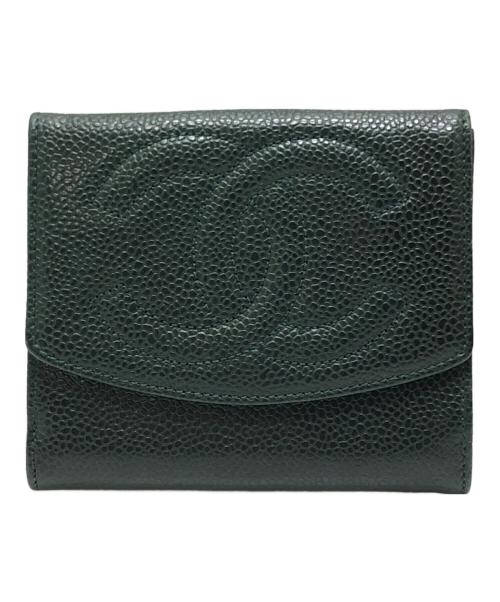 CHANEL（シャネル）CHANEL (シャネル) ココマークウォレット モスグリーン サイズ:表記なしの古着・服飾アイテム