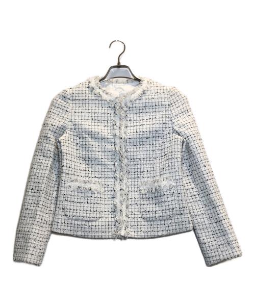 ANAYI（アナイ）ANAYI (アナイ) ツイードノーカラージャケット ホワイト サイズ:38の古着・服飾アイテム