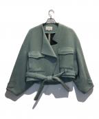 ENFOLDエンフォルド）の古着「メルトンリバークロップドジャケット」｜ミントグリーン